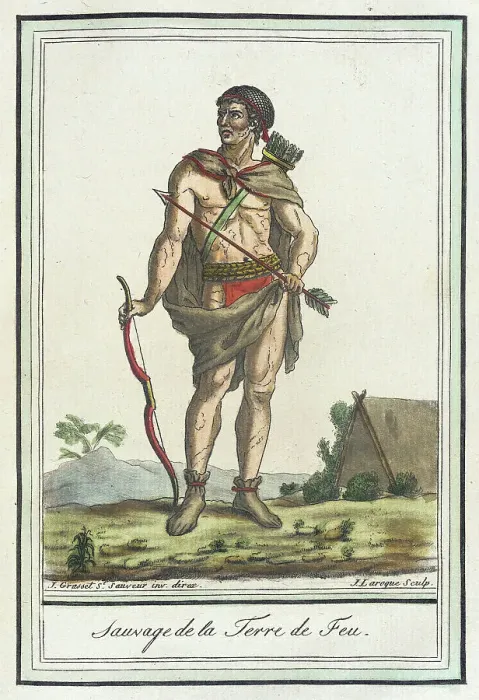 Framed Print : Costumes de Différents Pays, Sauvage de la Terre de Feu, c1797. Creators: Jacques Grasset de Saint-Sauveur, LF Labrousse Framed Print : Costumes de Différents Pays, Sauvage de la Terre de Feu, c1797. Creators: Jacques Grasset de Saint-Sauveur, LF Labrousse