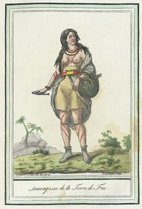 Framed Print : Costumes de Différents Pays, Sauvagesse de la Terre de Feu, c1797. Creator: Jacques Grasset de Saint-Sauveur Framed Print : Costumes de Différents Pays, Sauvagesse de la Terre de Feu, c1797. Creator: Jacques Grasset de Saint-Sauveur