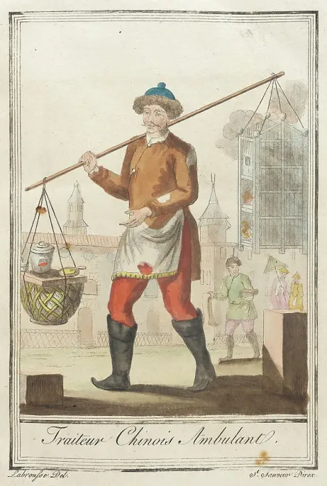 Framed Print : Costumes de Différents Pays, Traiteur Chinois Ambulant, c1797. Creators: Jacques Grasset de Saint-Sauveur, LF Labrousse Framed Print : Costumes de Différents Pays, Traiteur Chinois Ambulant, c1797. Creators: Jacques Grasset de Saint-Sauveur, LF Labrousse