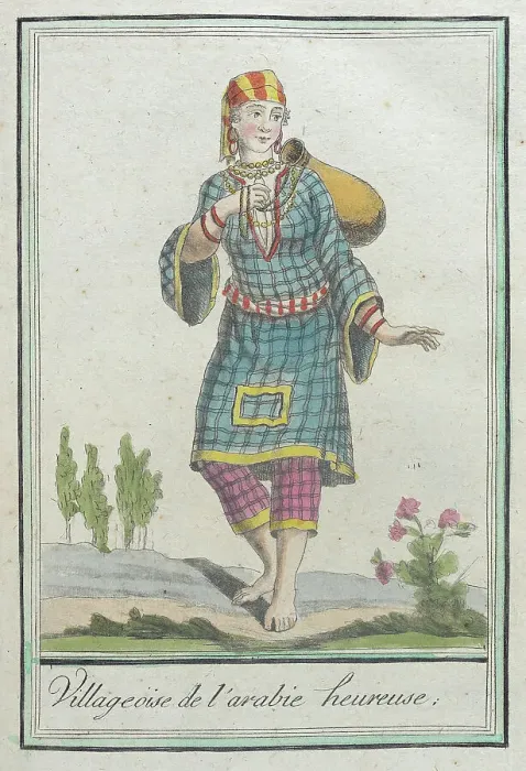 Framed Print : Costumes de Différents Pays, Villageoise de l'Arabie Heureuse, c1797. Creators: Jacques Grasset de Saint-Sauveur, LF Labrousse Framed Print : Costumes de Différents Pays, Villageoise de l'Arabie Heureuse, c1797. Creators: Jacques Grasset de Saint-Sauveur, LF Labrousse
