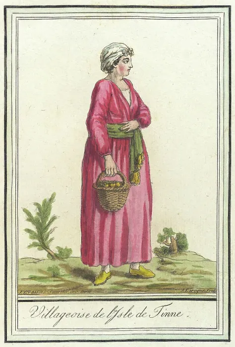Framed Print : Costumes de Différents Pays, Villageoise de l'Isle de Tinne, c1797. Creators: Jacques Grasset de Saint-Sauveur, LF Labrousse Framed Print : Costumes de Différents Pays, Villageoise de l'Isle de Tinne, c1797. Creators: Jacques Grasset de Saint-Sauveur, LF Labrousse