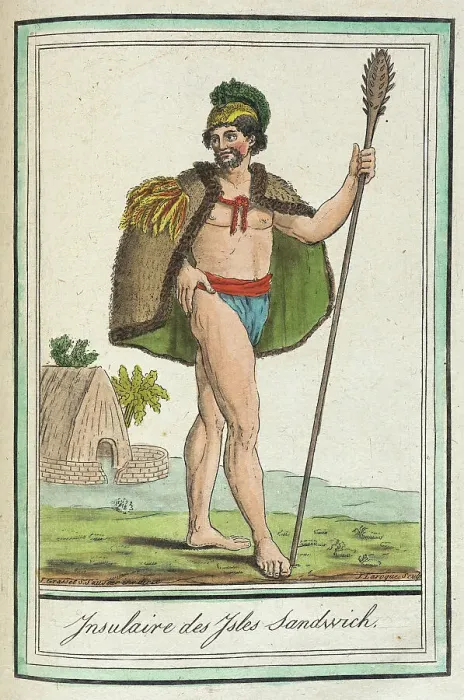 Framed Print : Costumes de Différents Pays, Ynsulaire des Ysles Sandwich, c1797. Creators: Jacques Grasset de Saint-Sauveur, LF Labrousse Framed Print : Costumes de Différents Pays, Ynsulaire des Ysles Sandwich, c1797. Creators: Jacques Grasset de Saint-Sauveur, LF Labrousse