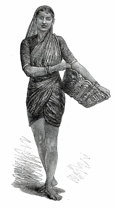 Framed Print : Costumes of Western India, Mahar girl, 1876. Creator: Unknown Framed Print : Costumes of Western India, Mahar girl, 1876. Creator: Unknown