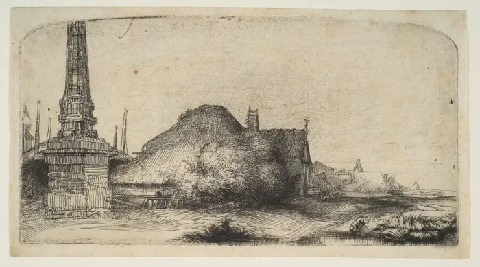 Framed Print : Cottage and Boundary Post on the Spaarndammerdijk ( L Obelisque ), ca. 1650 Framed Print : Cottage and Boundary Post on the Spaarndammerdijk ( L Obelisque ), ca. 1650