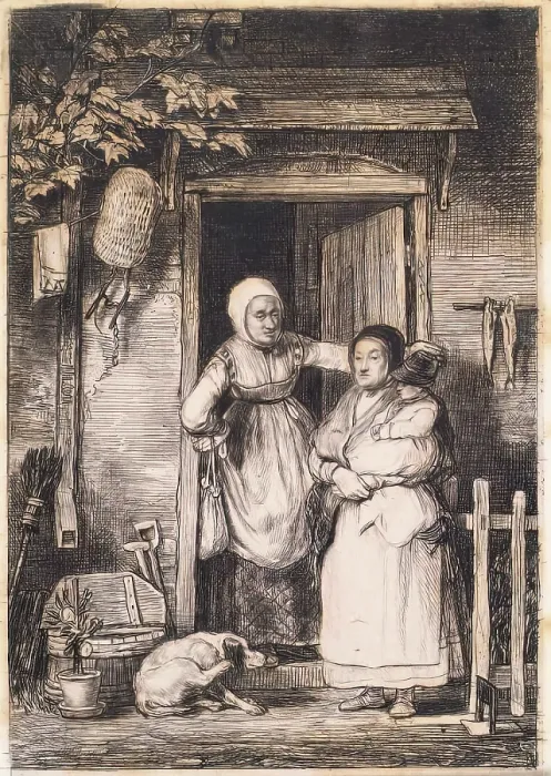 Framed Print : The Cottage Door, 1820. Creator: David Wilkie Framed Print : The Cottage Door, 1820. Creator: David Wilkie