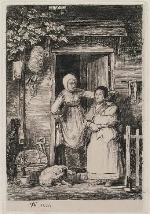 Framed Print : The Cottage Door, 1820. Creator: David Wilkie Framed Print : The Cottage Door, 1820. Creator: David Wilkie