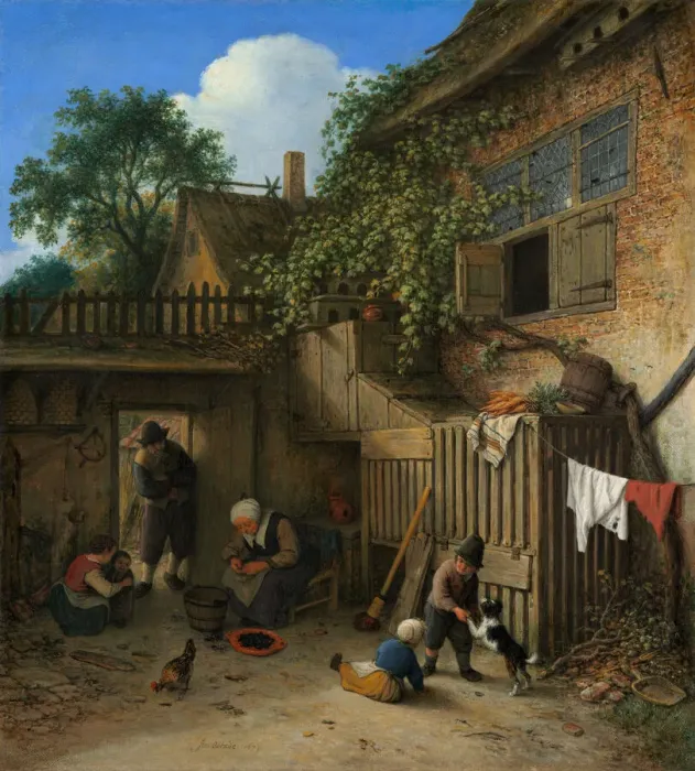 Framed Print : The Cottage Dooryard, 1673. Creator: Adriaen van Ostade Framed Print : The Cottage Dooryard, 1673. Creator: Adriaen van Ostade