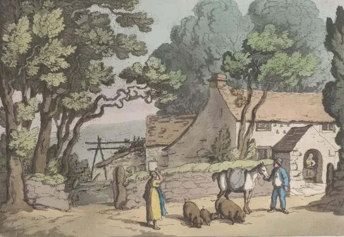 Framed Print : A Cottage in the Dutchy of Cornwall, from Sketches from Nature, 1822. 1822 Framed Print : A Cottage in the Dutchy of Cornwall, from Sketches from Nature, 1822. 1822