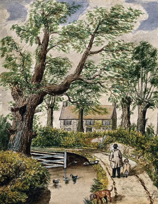 Framed Print : The cottage in which Edward Jenner first tried vaccination, 1865. Creator: F. Pick Framed Print : The cottage in which Edward Jenner first tried vaccination, 1865. Creator: F. Pick