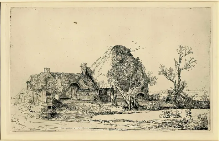 Framed Print : Cottage Farm, c1630-1660. Creator: Rembrandt Harmensz van Rijn Framed Print : Cottage Farm, c1630-1660. Creator: Rembrandt Harmensz van Rijn