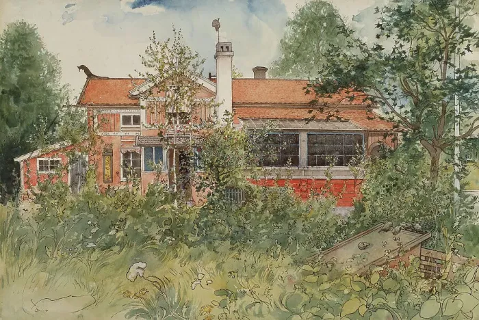 Framed Print : The Cottage. From A Home (26 watercolours). Creator: Carl Larsson Framed Print : The Cottage. From A Home (26 watercolours). Creator: Carl Larsson