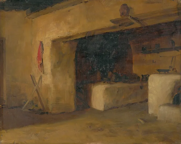 Framed Print : Cottage interior, 1887. Creator: Eduard Ballo Framed Print : Cottage interior, 1887. Creator: Eduard Ballo