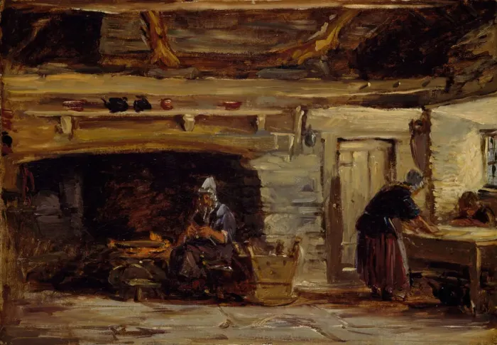 Framed Print : Cottage Interior, Trossavon near Bettws-y-Coed, 1844-1847. Creator: David Cox the elder Framed Print : Cottage Interior, Trossavon near Bettws-y-Coed, 1844-1847. Creator: David Cox the elder