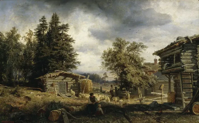 Framed Print : Cottage in Kuru, 1859. Creator: Werner Holmberg Framed Print : Cottage in Kuru, 1859. Creator: Werner Holmberg