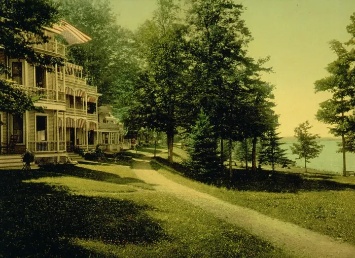 Framed Print : Cottage Row, Chautauqua, New York, c1898. Creator: Unknown Framed Print : Cottage Row, Chautauqua, New York, c1898. Creator: Unknown