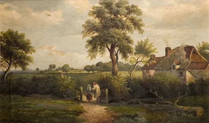 Framed Print : Cottage Scene, Marston Green, 1870. Creator: W P Cartwright Framed Print : Cottage Scene, Marston Green, 1870. Creator: W P Cartwright