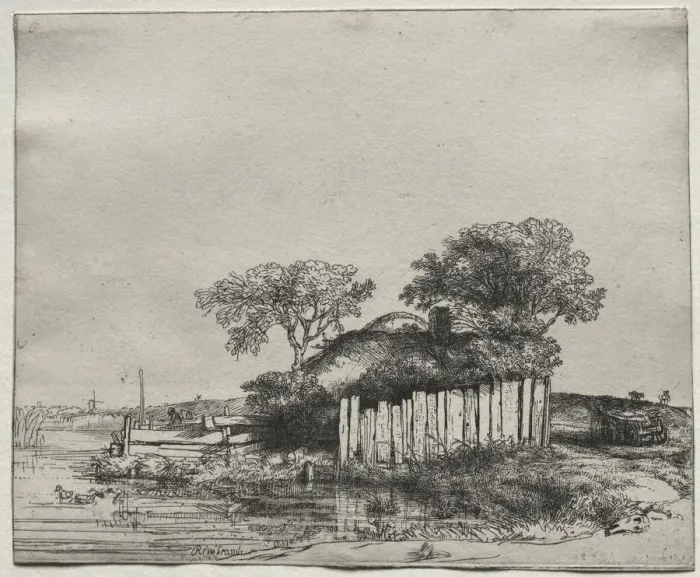 Framed Print : Cottage with a White Paling, 1648. Creator: Rembrandt van Rijn (Dutch, 1606-1669) Framed Print : Cottage with a White Paling, 1648. Creator: Rembrandt van Rijn (Dutch, 1606-1669)