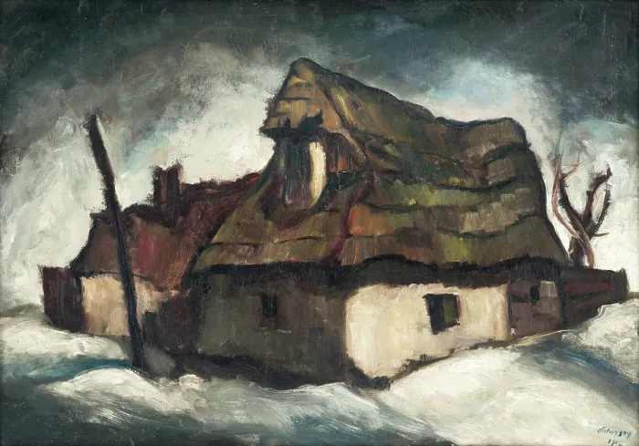 Framed Print : Cottages, 1931. Creator: Zolo Palugyay Framed Print : Cottages, 1931. Creator: Zolo Palugyay