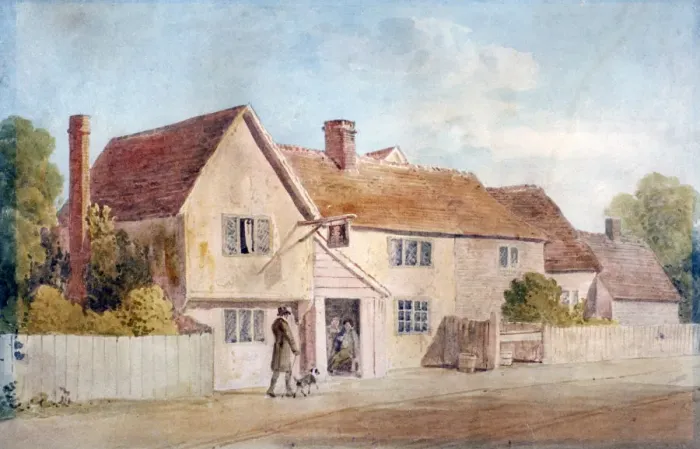 Framed Print : Cottages at Chadwell, Essex, 19th century. Artist: James Duffield Harding Framed Print : Cottages at Chadwell, Essex, 19th century. Artist: James Duffield Harding