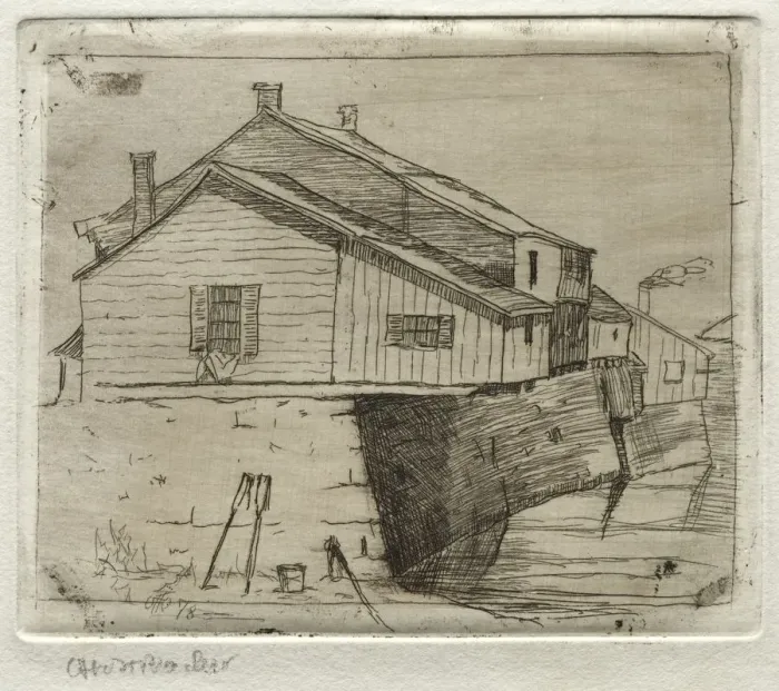 Framed Print : Cottages, Cleveland, 1878. Creator: Otto H. Bacher (American, 1856-1909) Framed Print : Cottages, Cleveland, 1878. Creator: Otto H. Bacher (American, 1856-1909)