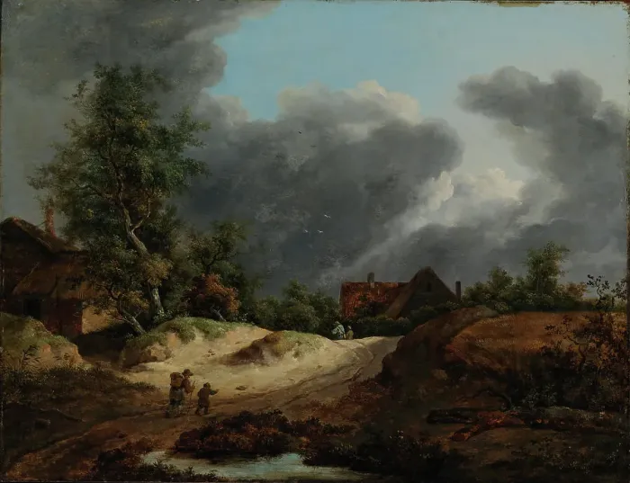 Framed Print : Cottages on the dunes, c1670s. Creator: Jacob van Ruisdael Framed Print : Cottages on the dunes, c1670s. Creator: Jacob van Ruisdael