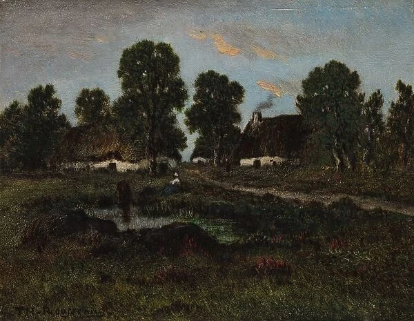 Cottages Near Larchant, not dated. Creator: Theodore Rousseau (French, 1812-1867)