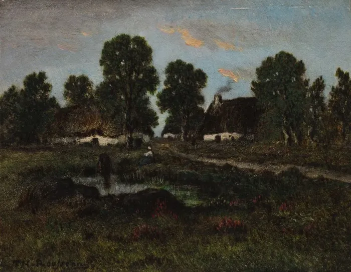 Framed Print : Cottages Near Larchant, not dated. Creator: Theodore Rousseau (French, 1812-1867) Framed Print : Cottages Near Larchant, not dated. Creator: Theodore Rousseau (French, 1812-1867)