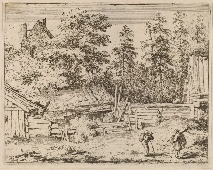 Framed Print : Three Cottages, probably c. 1645 / 1656. Creator: Allart van Everdingen Framed Print : Three Cottages, probably c. 1645 / 1656. Creator: Allart van Everdingen