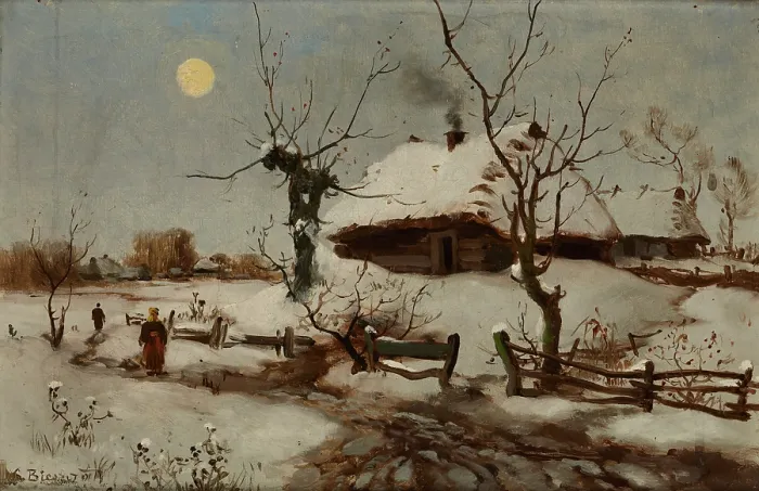 Framed Print : Cottages in Snow, c1890. Creator: Seweryn Bieszczad Framed Print : Cottages in Snow, c1890. Creator: Seweryn Bieszczad