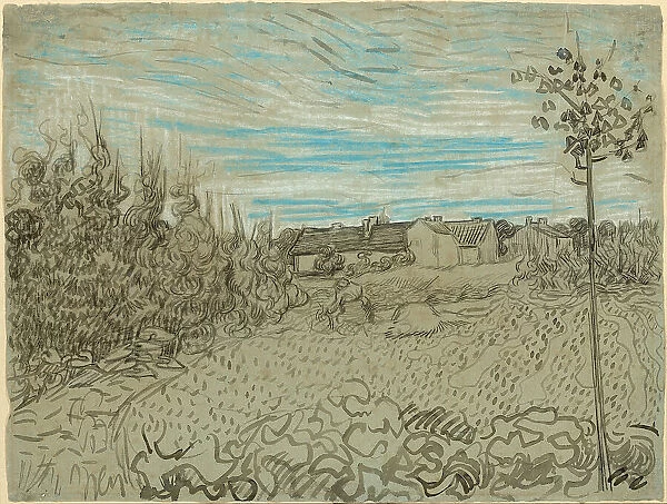 Cottages with a Woman Working in the Middle Ground, 1890. Creator: Vincent van Gogh
