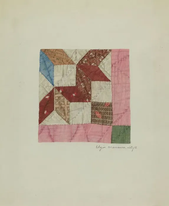 Framed Print : Cotton Bed Quilt, c. 1941. Creator: Elgin Moncure Styll Framed Print : Cotton Bed Quilt, c. 1941. Creator: Elgin Moncure Styll