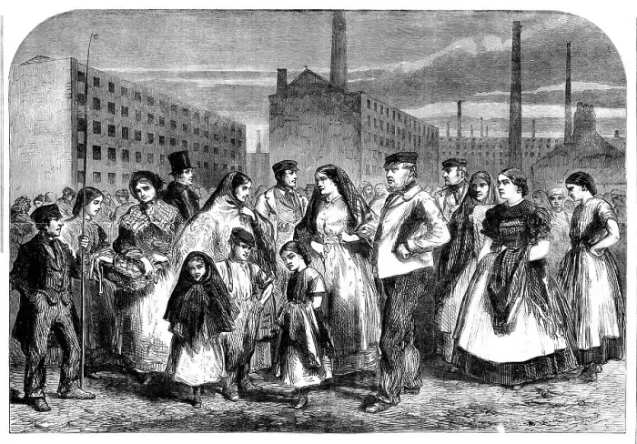 Framed Print : The Cotton Famine: group of mill operatives at Manchester, 1862. Creator: Unknown Framed Print : The Cotton Famine: group of mill operatives at Manchester, 1862. Creator: Unknown