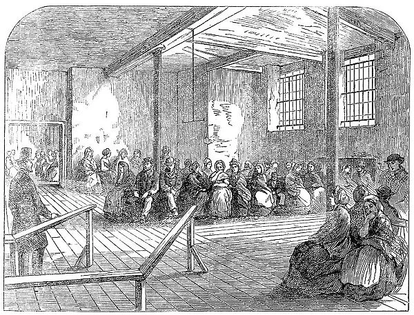The Cotton Famine: waiting-room at the district provident institution, Manchester, 1862. Creator: Unknown