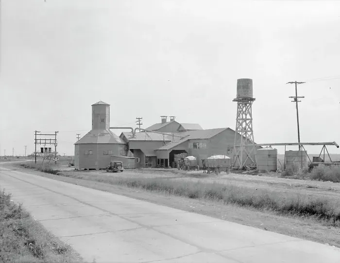Framed Print : Cotton gin, Robstown, Texas, 1936. Creator: Dorothea Lange Framed Print : Cotton gin, Robstown, Texas, 1936. Creator: Dorothea Lange