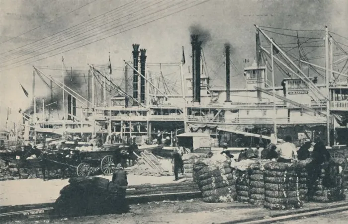 Framed Print : When Cotton Was Loaded, a forest of derricks and smoke-stacks, 1937