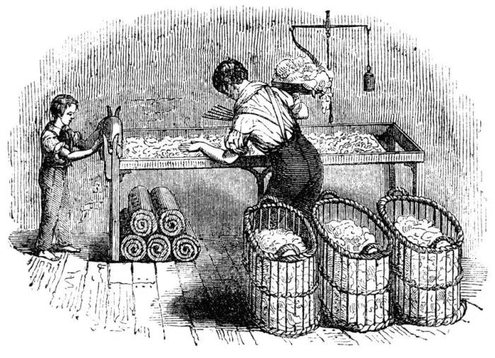 Framed Print : Cotton manufacture, c1845 Framed Print : Cotton manufacture, c1845