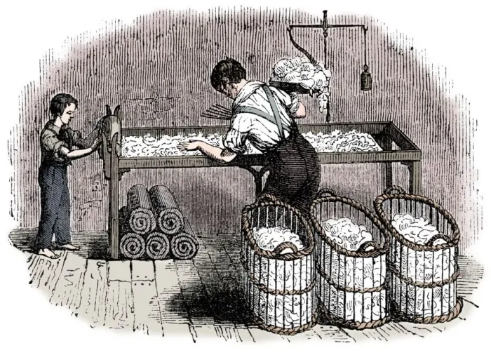 Framed Print : Cotton manufacture, c1845 Framed Print : Cotton manufacture, c1845