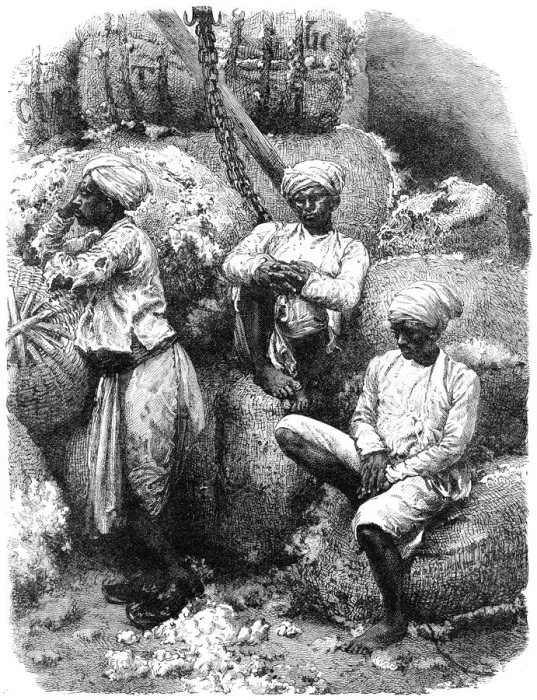 Framed Print : A cotton market in Bombay, India, 19th century