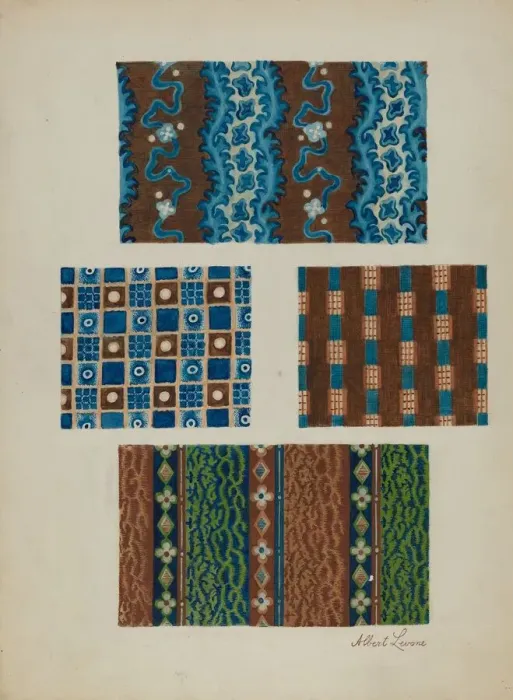 Framed Print : Cotton Prints, c. 1937. Creator: Albert J. Levone Framed Print : Cotton Prints, c. 1937. Creator: Albert J. Levone