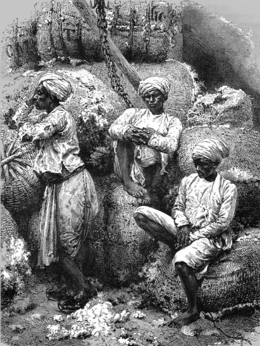 Framed Print : Cotton-Store and Coolies, Bombay; Notes on Bombay and the Malabar Coast, 1875. Creator: C. B. Low Framed Print : Cotton-Store and Coolies, Bombay; Notes on Bombay and the Malabar Coast, 1875. Creator: C. B. Low
