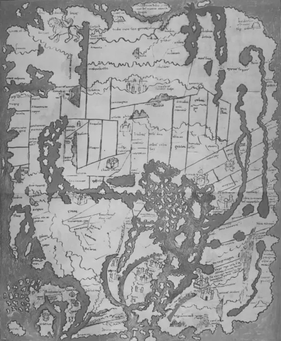 Framed Print : The Cottoniana or Anglo-Saxon Map (MS Tib. BV), c995, (1903) Framed Print : The Cottoniana or Anglo-Saxon Map (MS Tib. BV), c995, (1903)