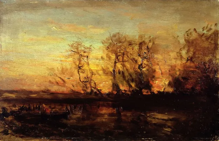 Framed Print : Coucher de soleil, between 1850 and 1860. Creator: Felix Francois Georges Philibert Ziem Framed Print : Coucher de soleil, between 1850 and 1860. Creator: Felix Francois Georges Philibert Ziem