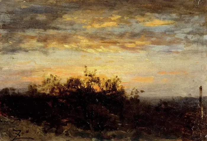 Framed Print : Coucher de soleil, between 1850 and 1860. Creator: Felix Francois Georges Philibert Ziem Framed Print : Coucher de soleil, between 1850 and 1860. Creator: Felix Francois Georges Philibert Ziem