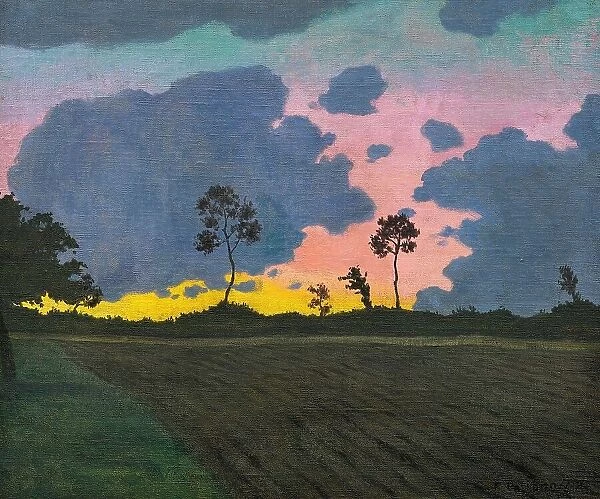 Coucher de soleil, nuages ??bleus (sunset, blue clouds), 1918. Creator: Vallotton, Felix Edouard (1865-1925)