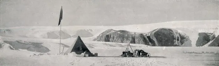 Framed Print : Couloir Cliffs, Granite Harbour, Showing the Camp Off the Piedmont Tongue, c1911, (1913) Framed Print : Couloir Cliffs, Granite Harbour, Showing the Camp Off the Piedmont Tongue, c1911, (1913)