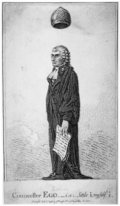 Framed Print : Councellor Ego - ie - little i, myself i, 1798. Artist: James Gillray Framed Print : Councellor Ego - ie - little i, myself i, 1798. Artist: James Gillray