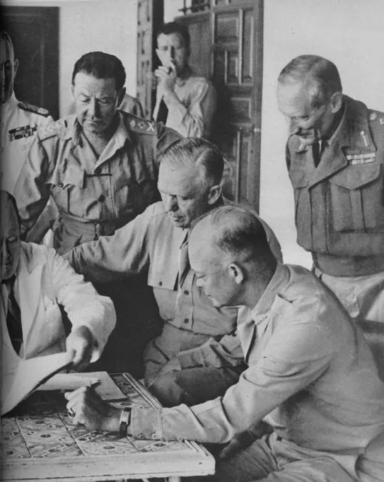 Framed Print : Council of War in Algiers: Mr Churchill with his Captains, 1943 Framed Print : Council of War in Algiers: Mr Churchill with his Captains, 1943