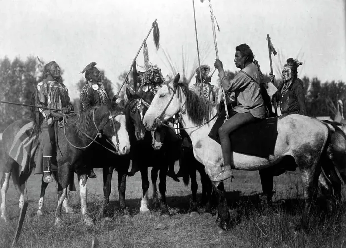 Framed Print : Council of War, c1908. Creator: Edward Sheriff Curtis Framed Print : Council of War, c1908. Creator: Edward Sheriff Curtis