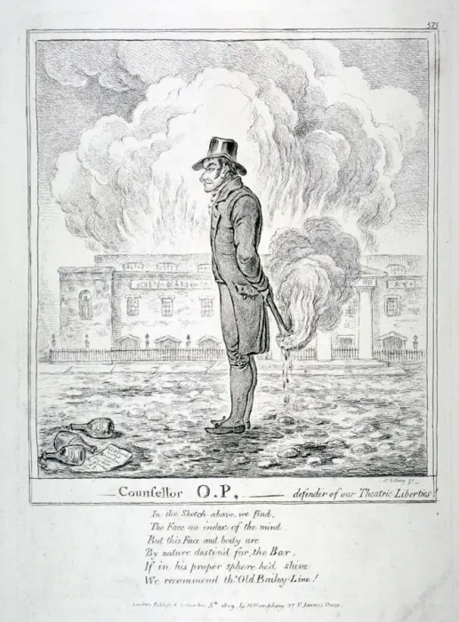 Framed Print : Counsellor OP - Defender of our Theatric Liberties, 1809. Artist: James Gillray Framed Print : Counsellor OP - Defender of our Theatric Liberties, 1809. Artist: James Gillray