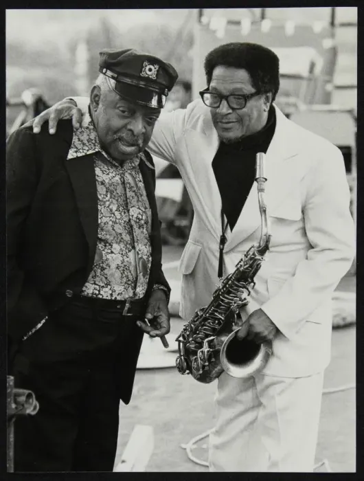 Framed Print : Count Basie and Illinois Jacquet at the Capital Radio Jazz Festival, London, July 1979 Framed Print : Count Basie and Illinois Jacquet at the Capital Radio Jazz Festival, London, July 1979